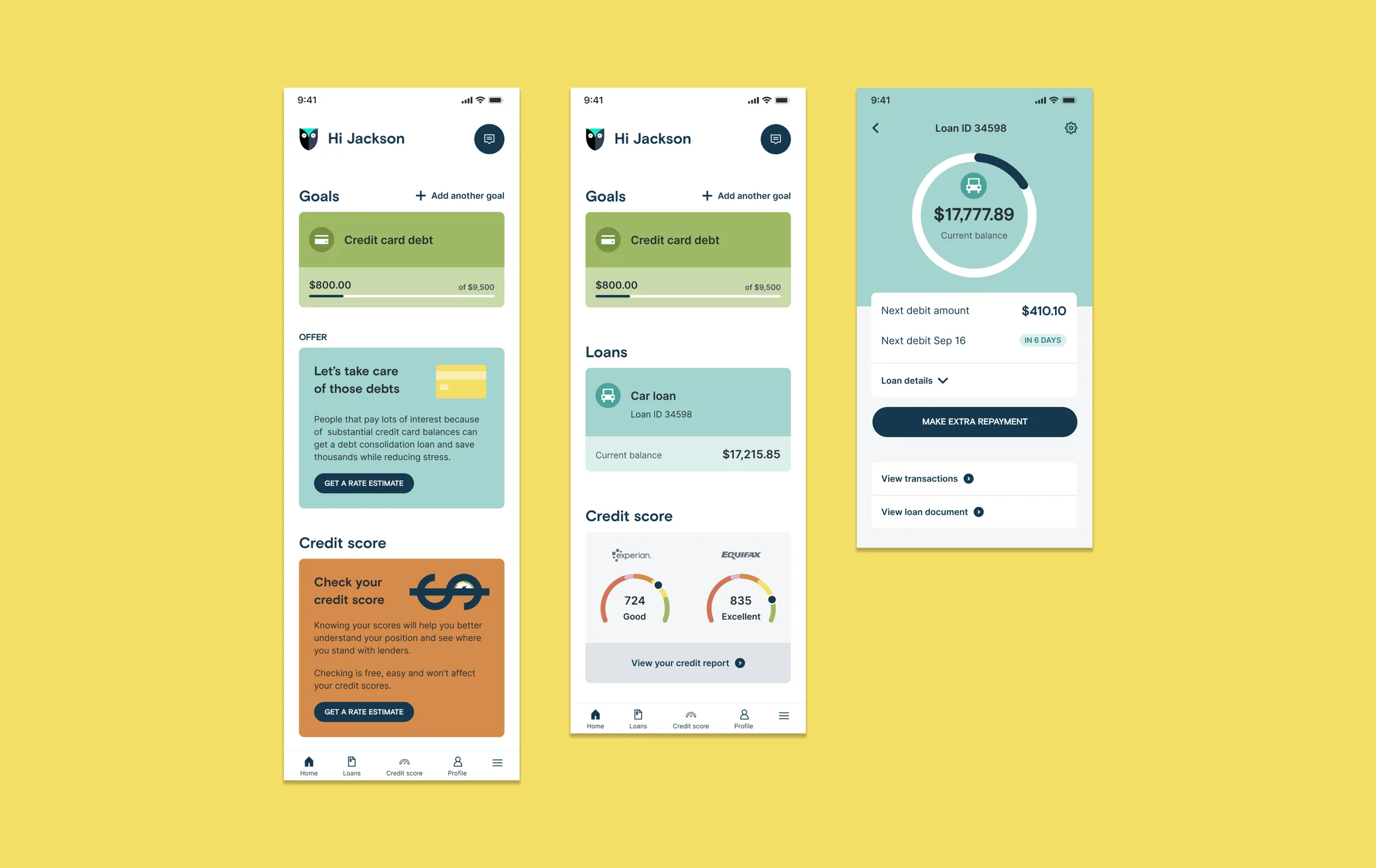 Wisr app concept screens