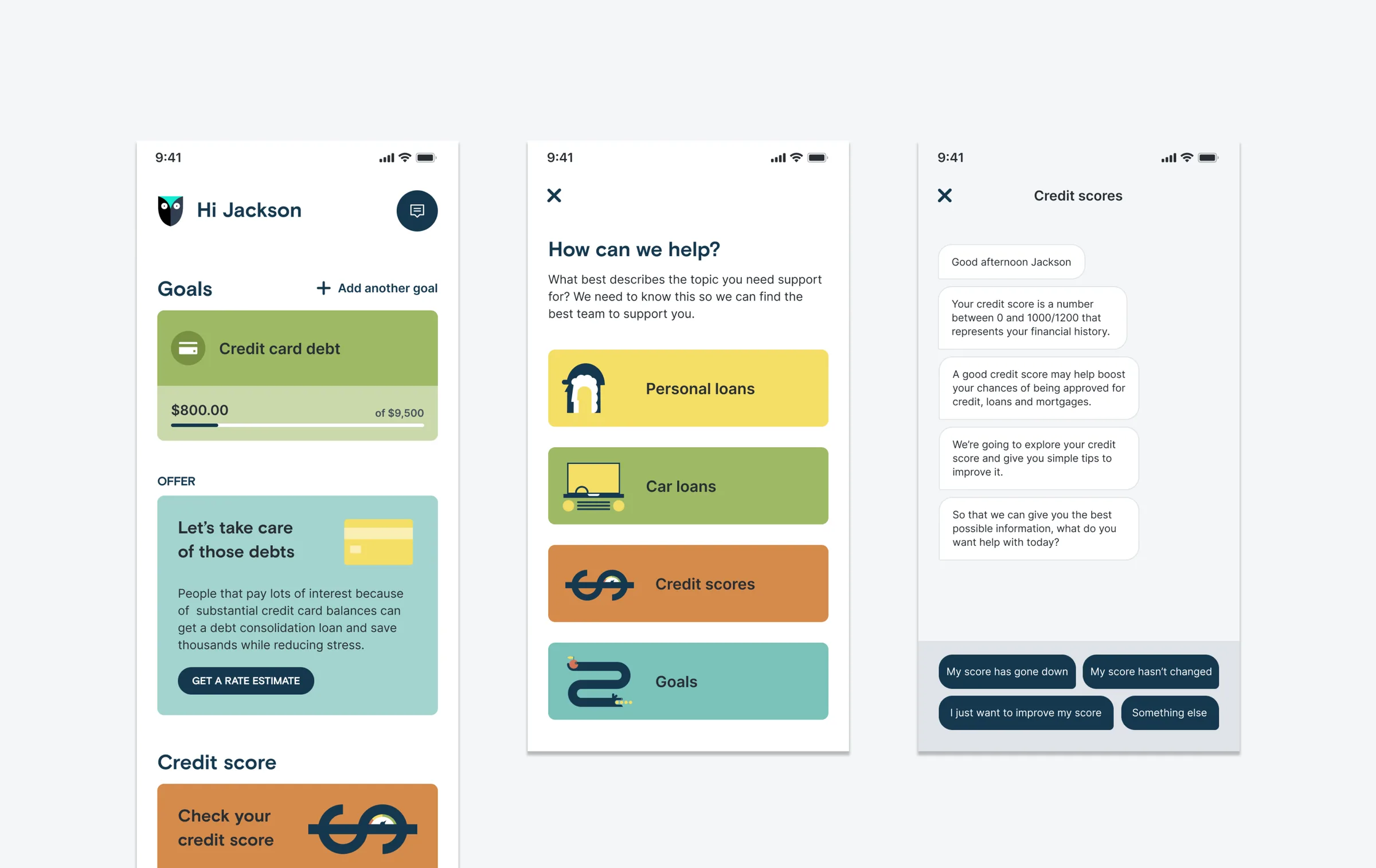 Wisr app concept screens